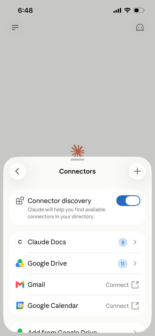 Connectors list, not yet connected